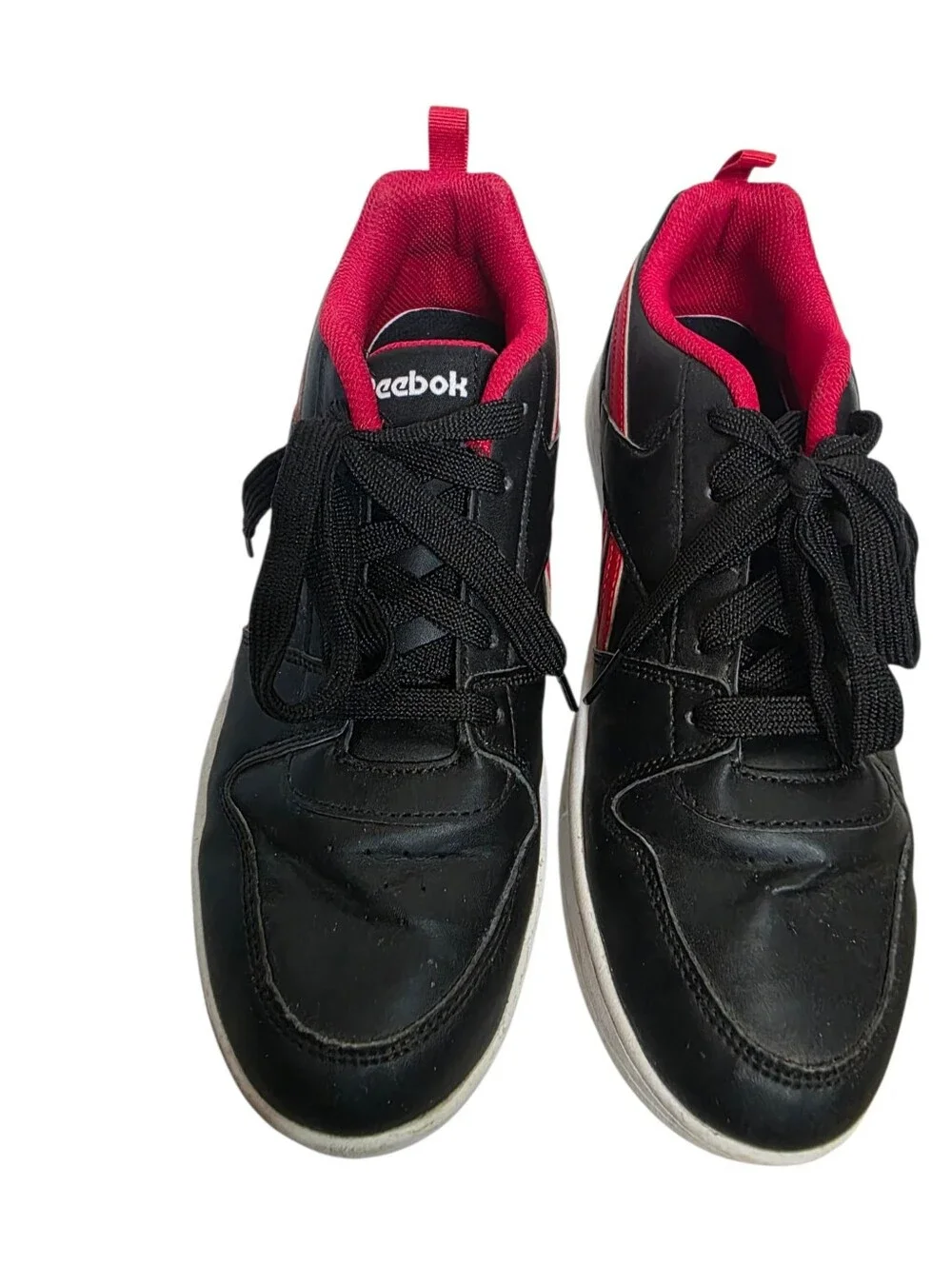Reebok Men's/boys Low Top Lace-Up Athletic Sneakers Black/Red/White Size 7